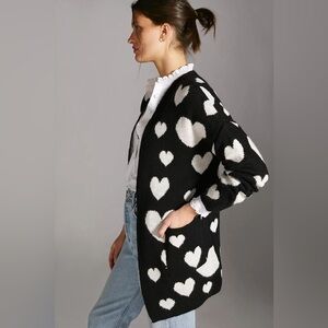 Anthropologie MAEVE Halley Hearts Open Very Oversized Cardigan